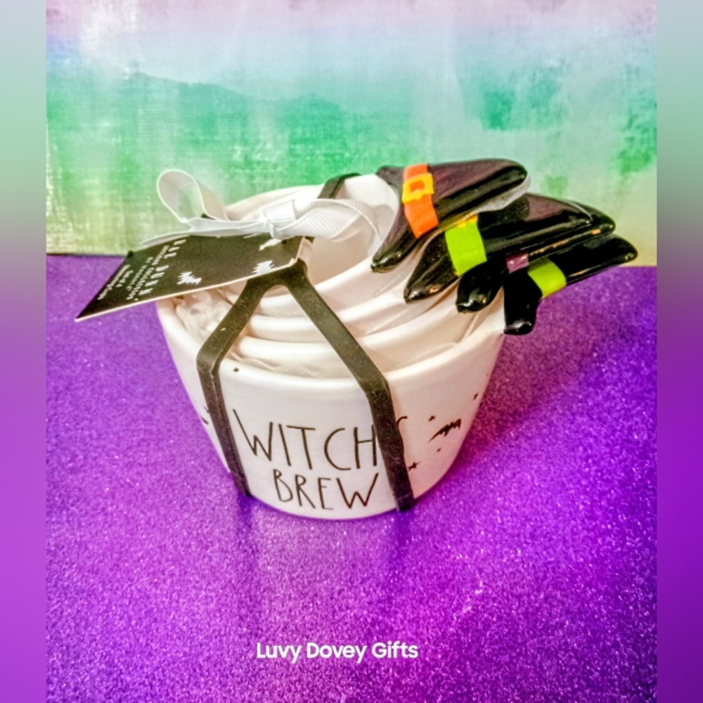 NWT Rae Dunn Witch's Brew Halloween Ceramic Measuring Cups